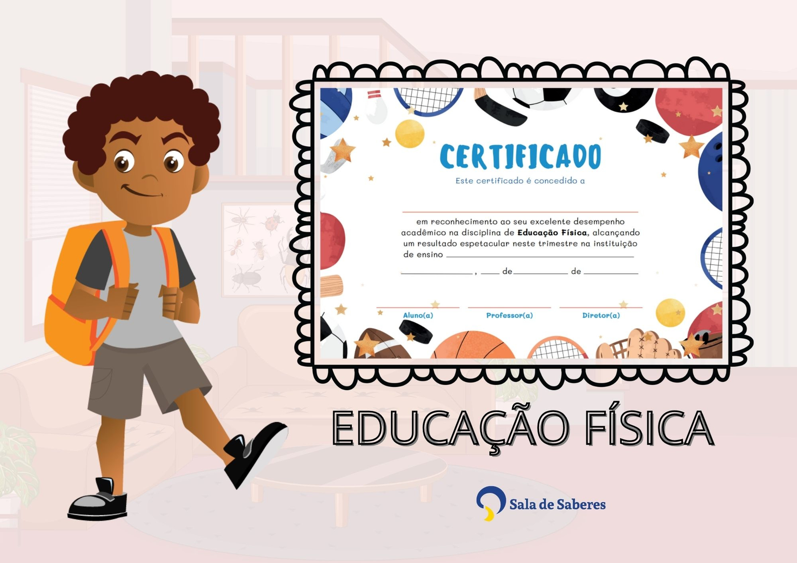 Preview de Certificado de Educação Física - por Desempenho Escolar