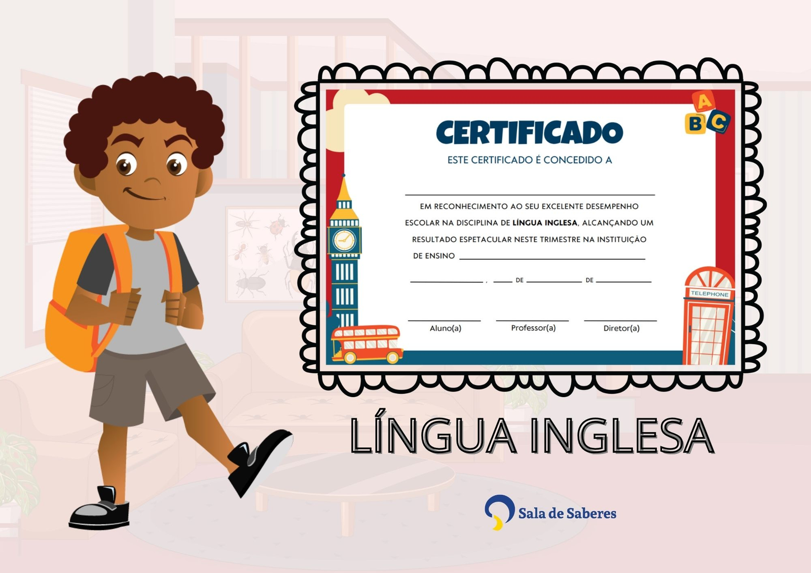 Preview de Certificado de Língua Inglesa - por Desempenho Escolar