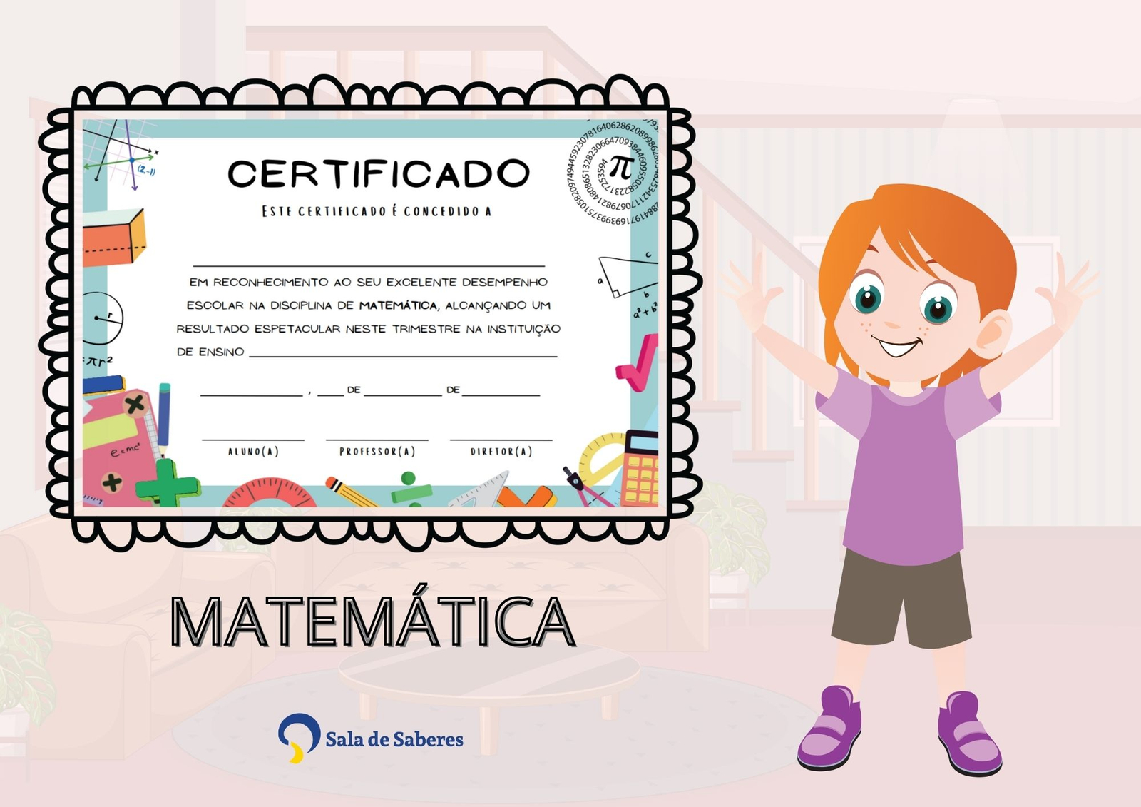 Preview de Certificado de Matemática - por Desempenho Escolar