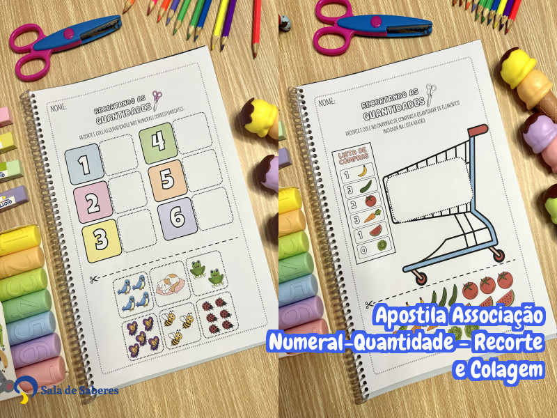 Imagem de Apostila Associação Numeral-Quantidade - Recorte e Colagem