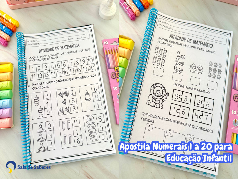 Imagem de Apostila Numerais 1 a 20 para Educação Infantil