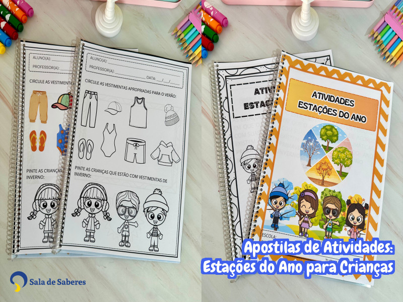 Imagem de Apostilas de Atividades das Estações do Ano: colorido e para colorir