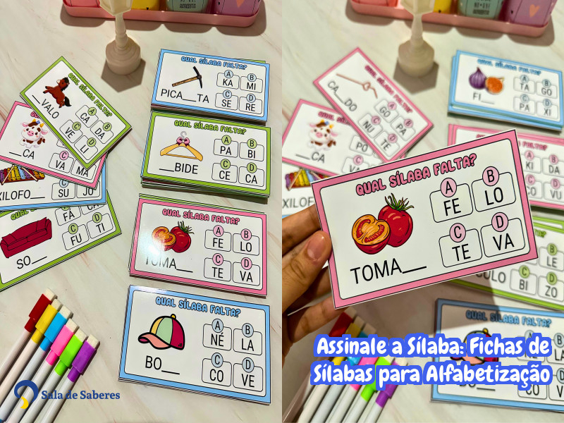 Imagem de Assinale a Sílaba: Fichas de Sílabas para Alfabetização