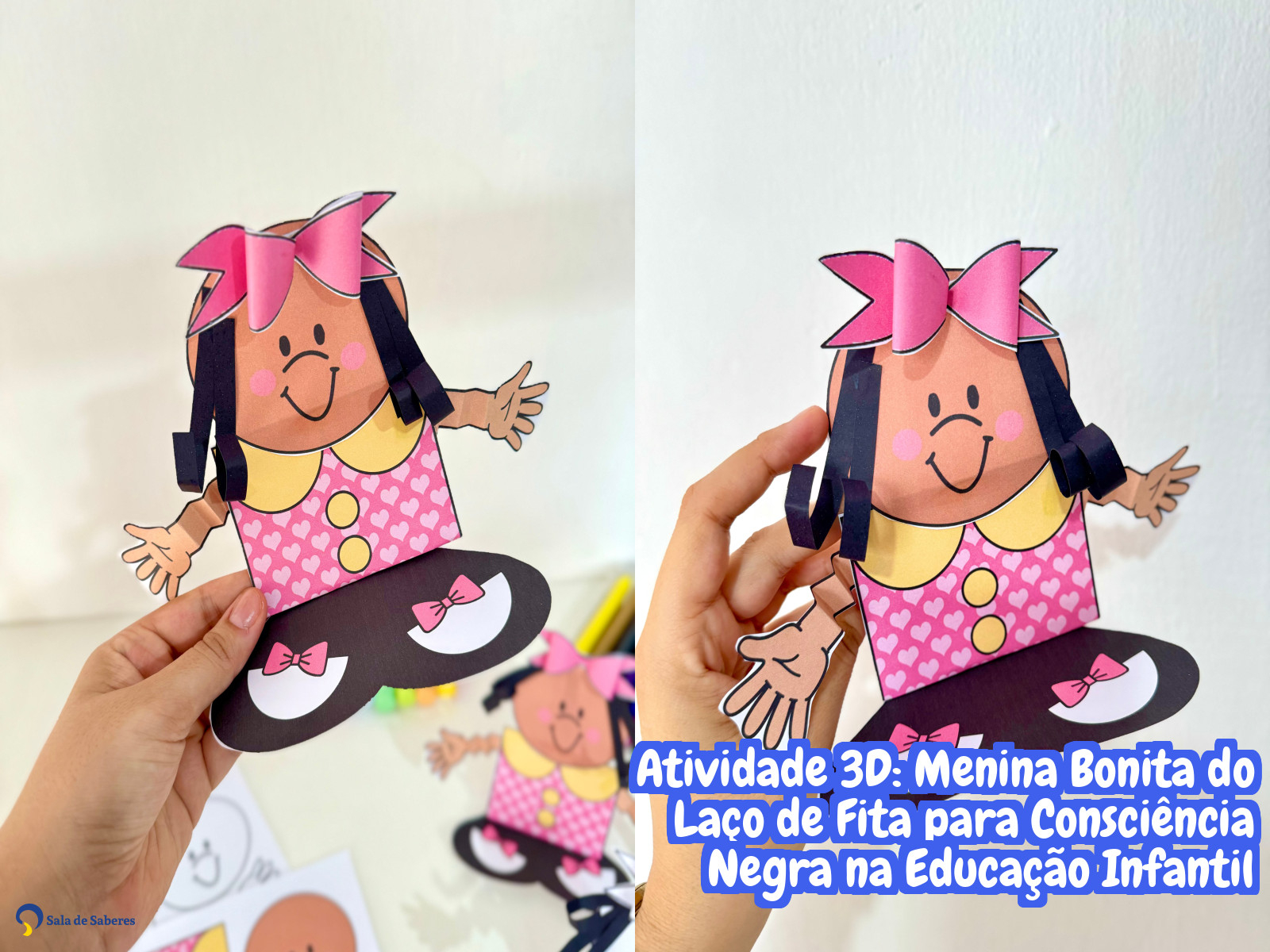 Preview de Atividade 3D: Menina Bonita do Laço de Fita para Consciência Negra na Educação Infantil