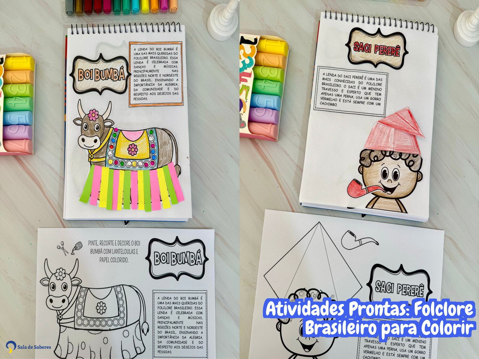 Preview de Atividades Prontas: Folclore Brasileiro para Colorir