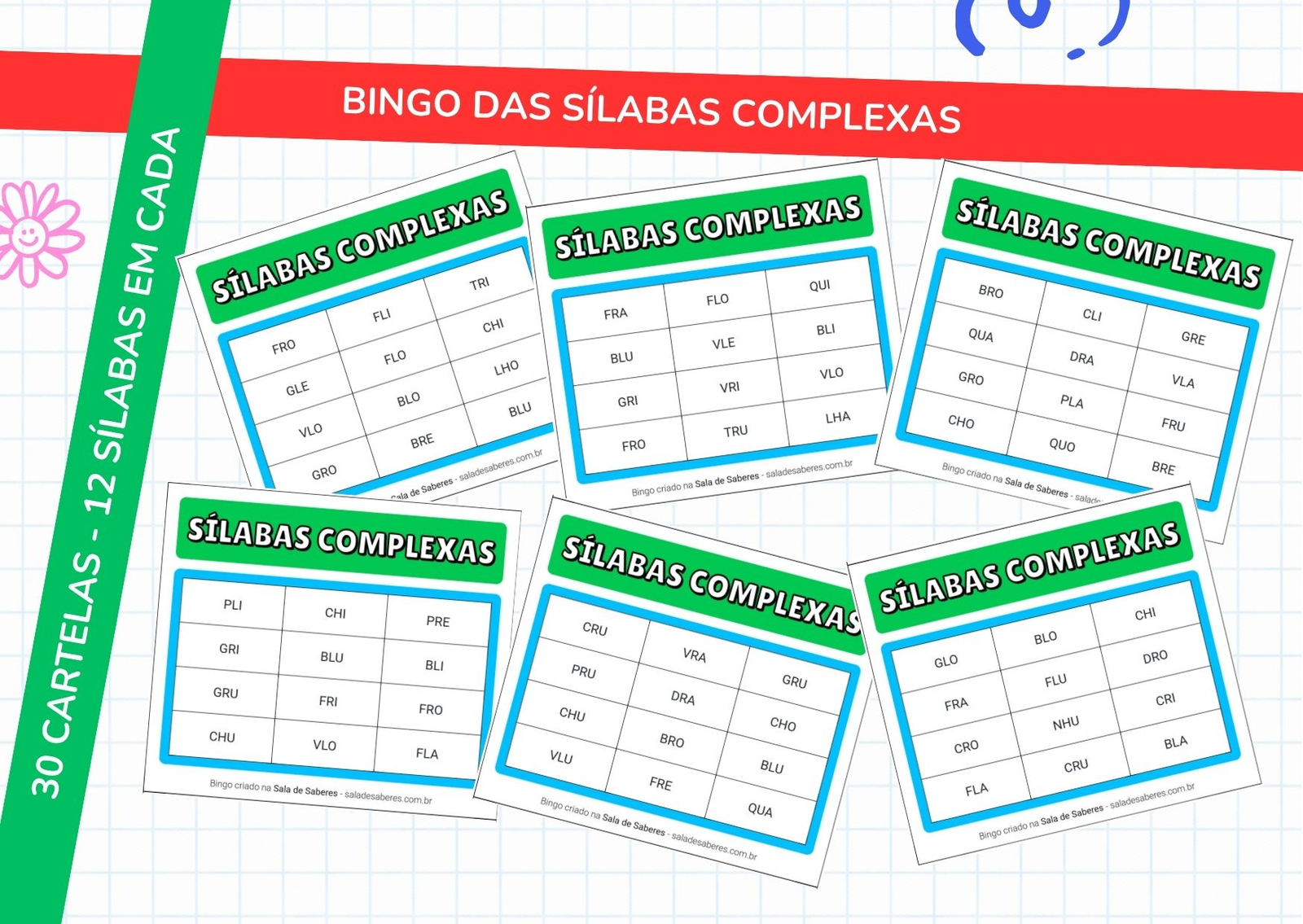 Preview de Bingo das Sílabas Complexas