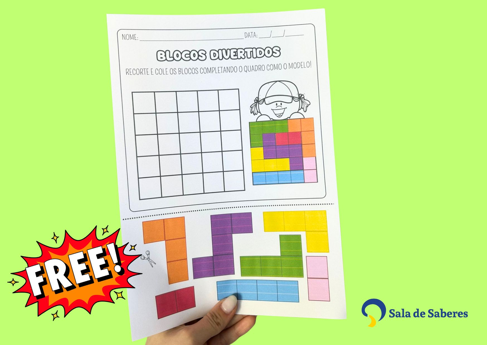 Imagem de Blocos Divertidos: Recorte, Monte e Complete o Quadro 
