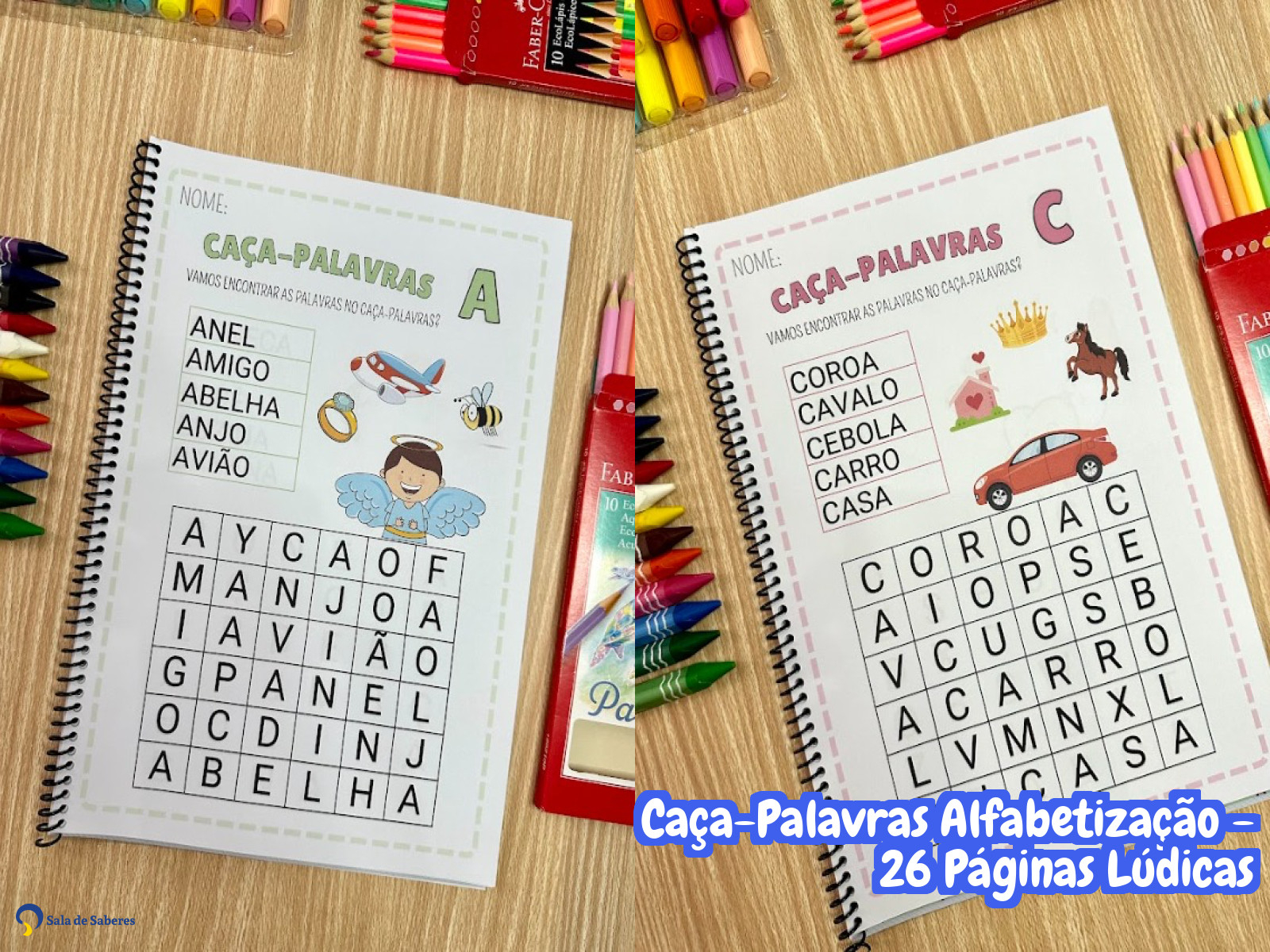 Preview de Caça-Palavras Alfabetização - 26 Páginas Lúdicas