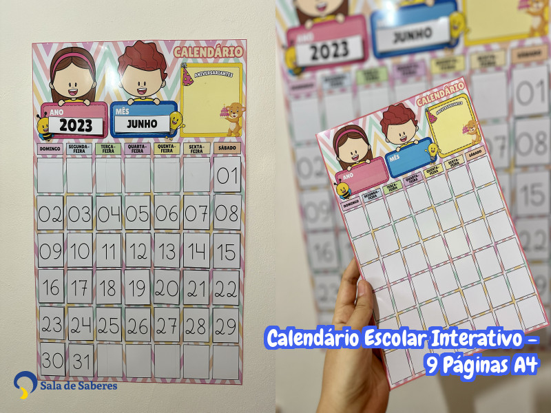 Imagem de Calendário Escolar Interativo - 9 Páginas A4