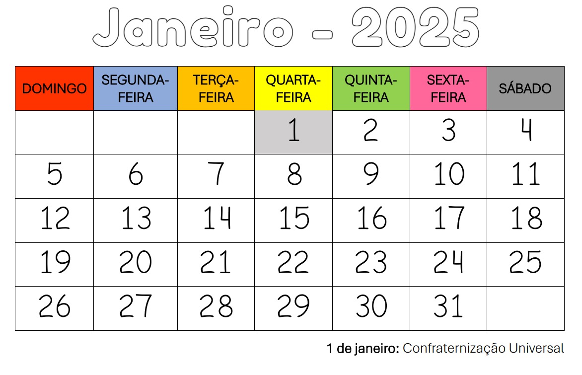 Imagem de Calendário 2025 - grande e pequeno + atividades de cada mês