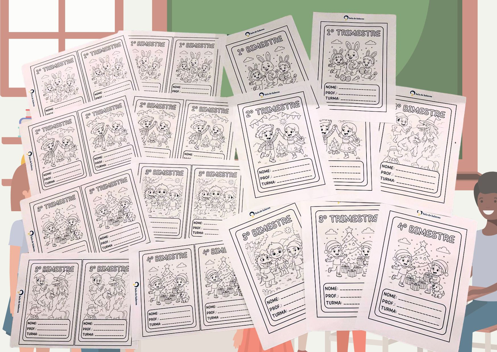 Imagem de Capas Escolares para Cadernos – Bimestres e Trimestres