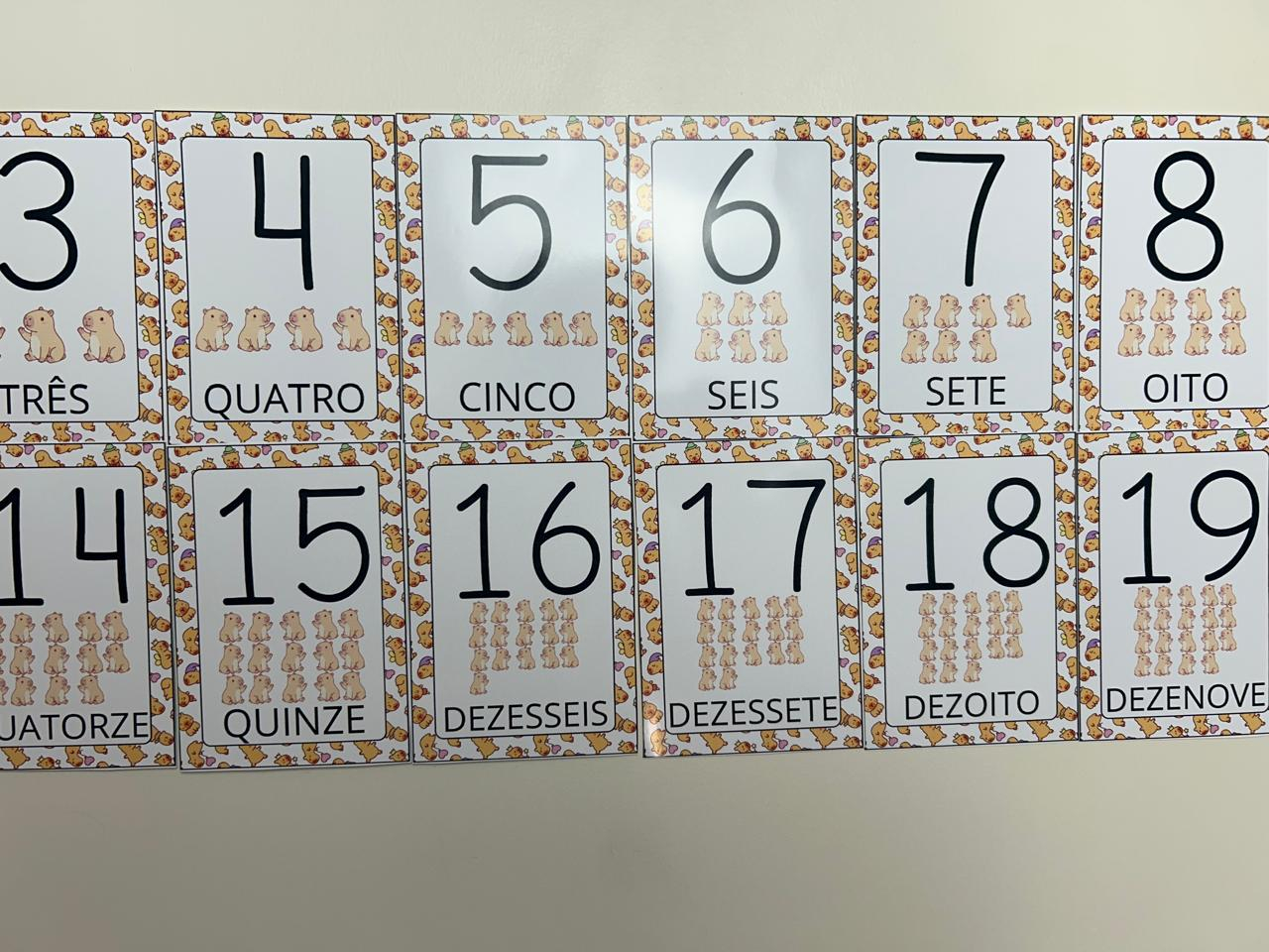 Preview de Números com Tema Capivara Coloridos do Zero ao Vinte