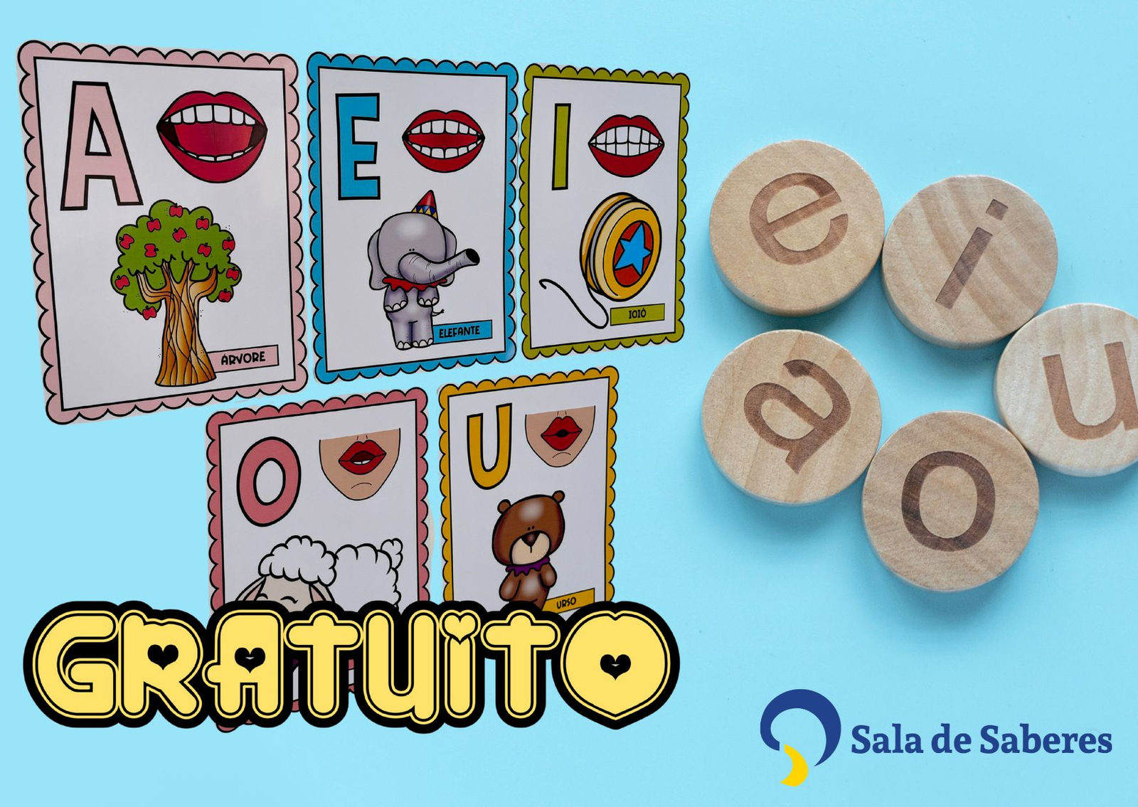 Imagem de Cards de Vogais para Alfabetização Infantil Completa