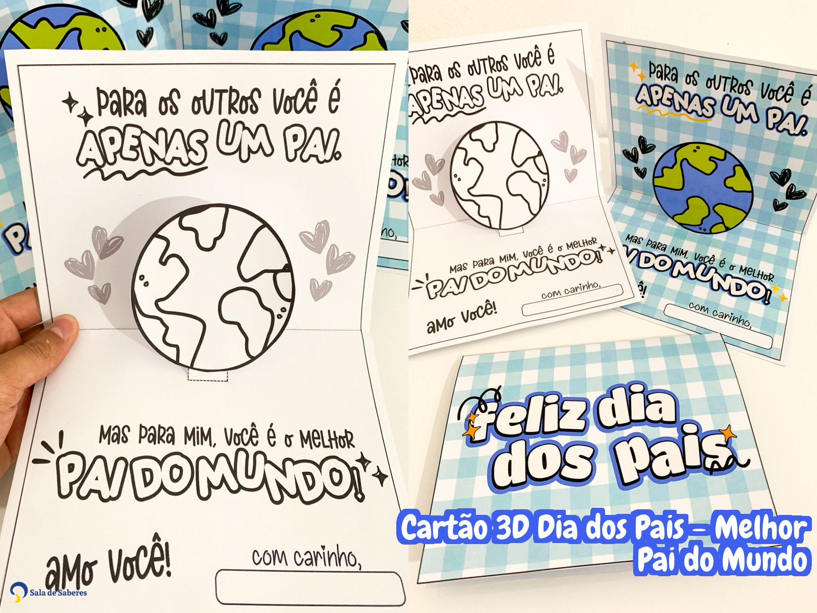 Preview de Cartão 3D Dia dos Pais - Melhor Pai do Mundo