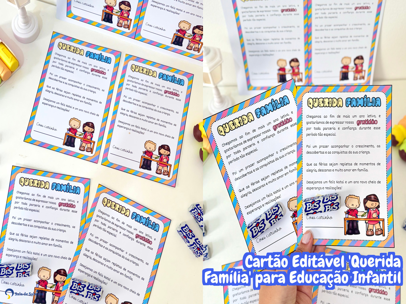 Preview de Cartão Editável 'Querida Família' para Educação Infantil