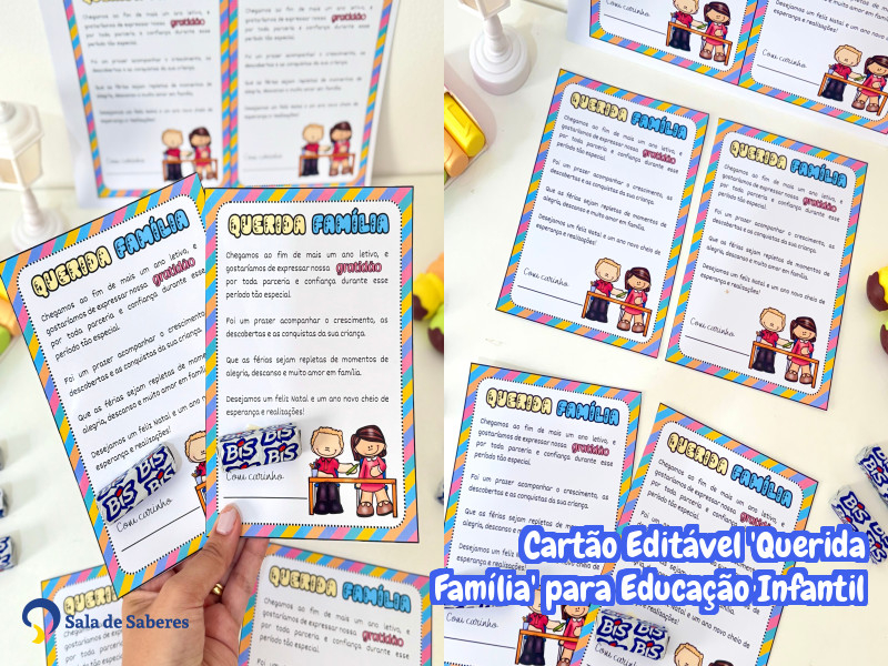 Imagem de Cartão Editável 'Querida Família' para Educação Infantil