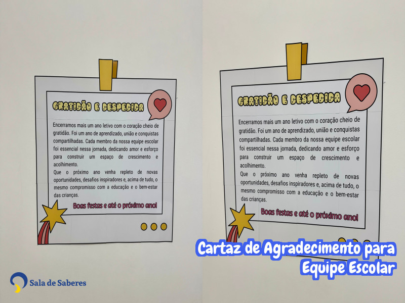 Imagem de Cartaz de Agradecimento para Equipe Escolar