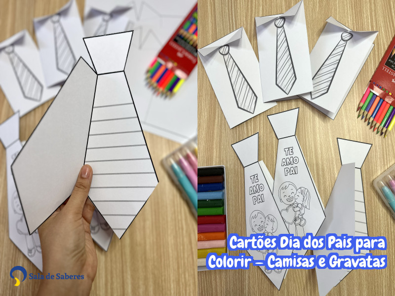 Imagem de Cartões Dia dos Pais para Colorir — Camisas e Gravatas