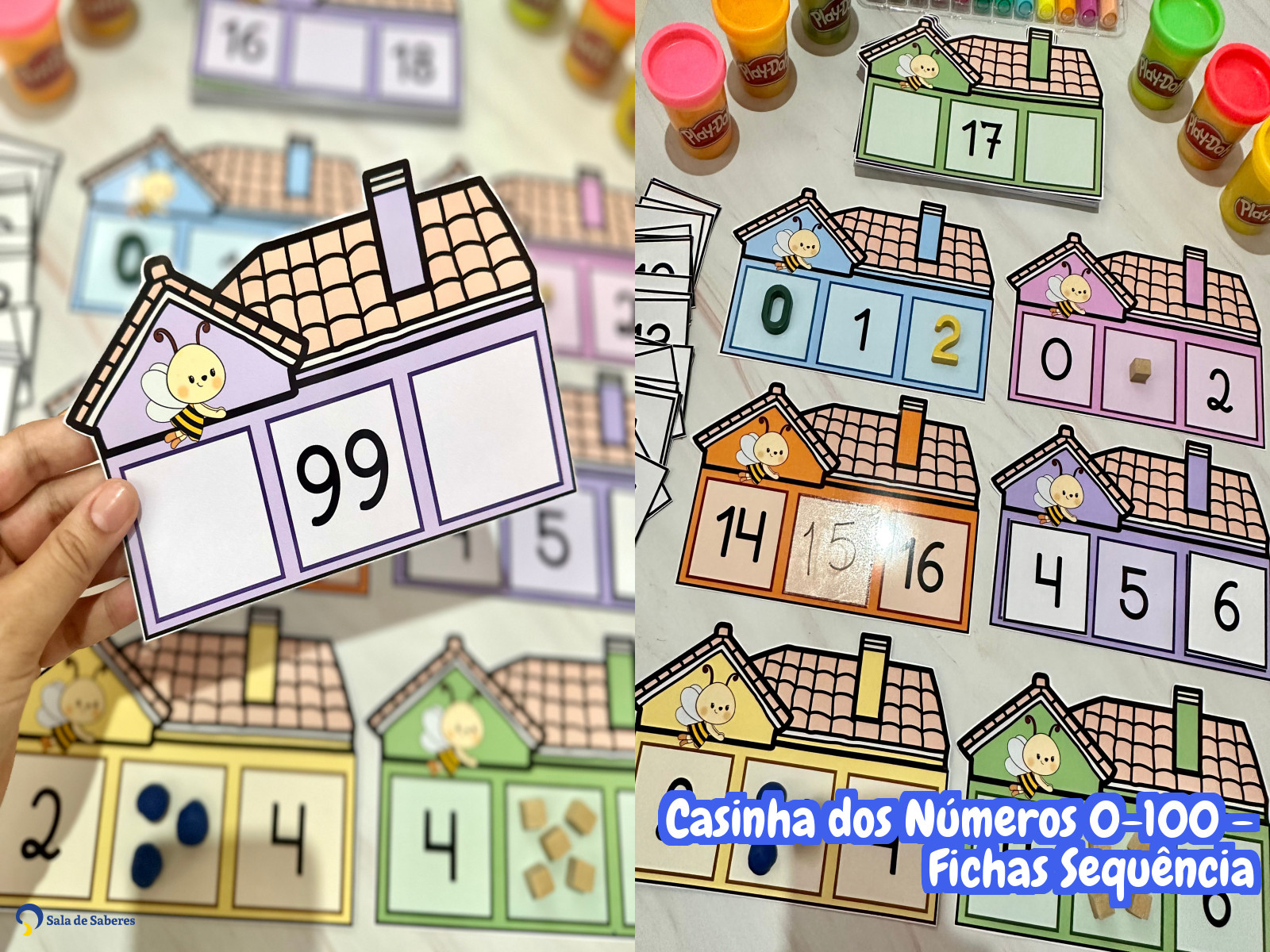 Preview de Casinha dos Números 0-100 - Fichas Sequência