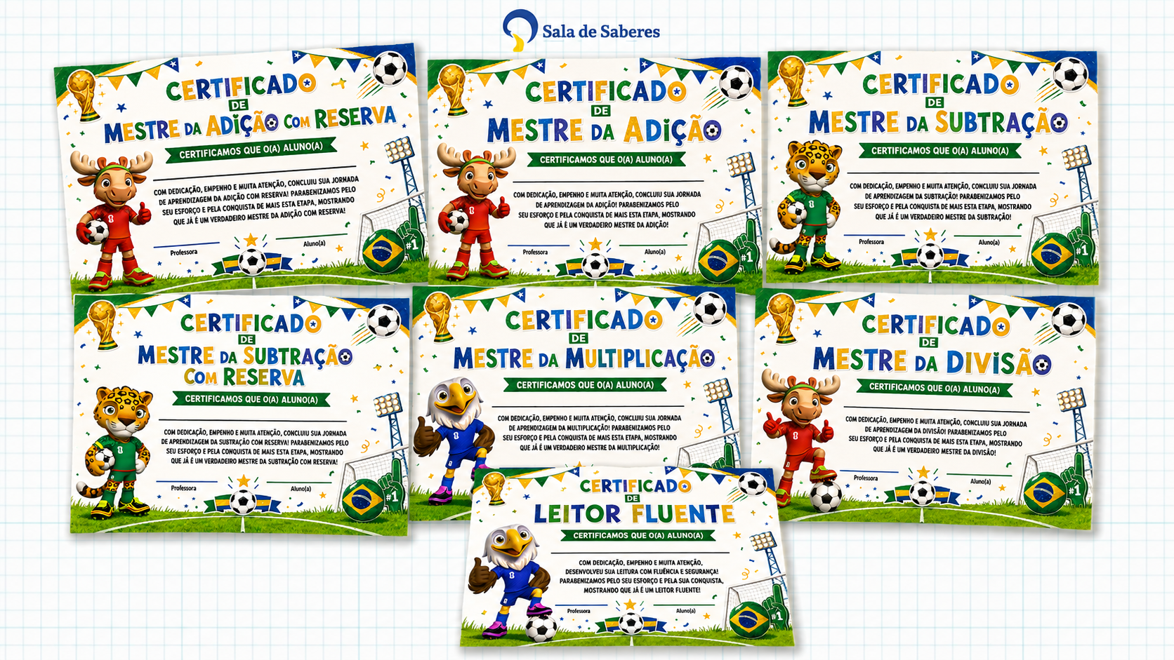 Imagem de 6 Certificados Motivadores Tema Copa do Mundo