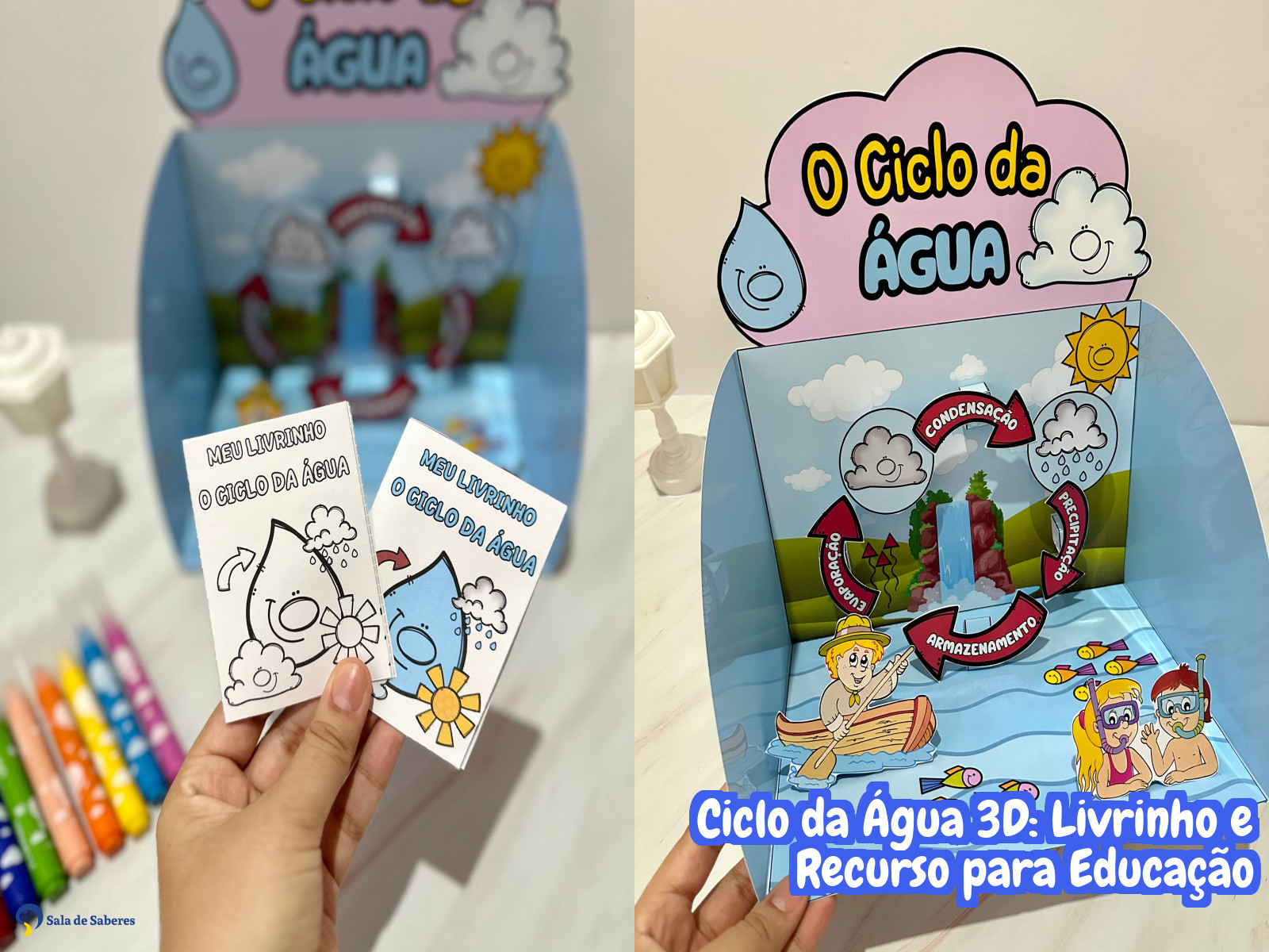 Preview de Ciclo da Água 3D: Livrinho e Recurso para Educação