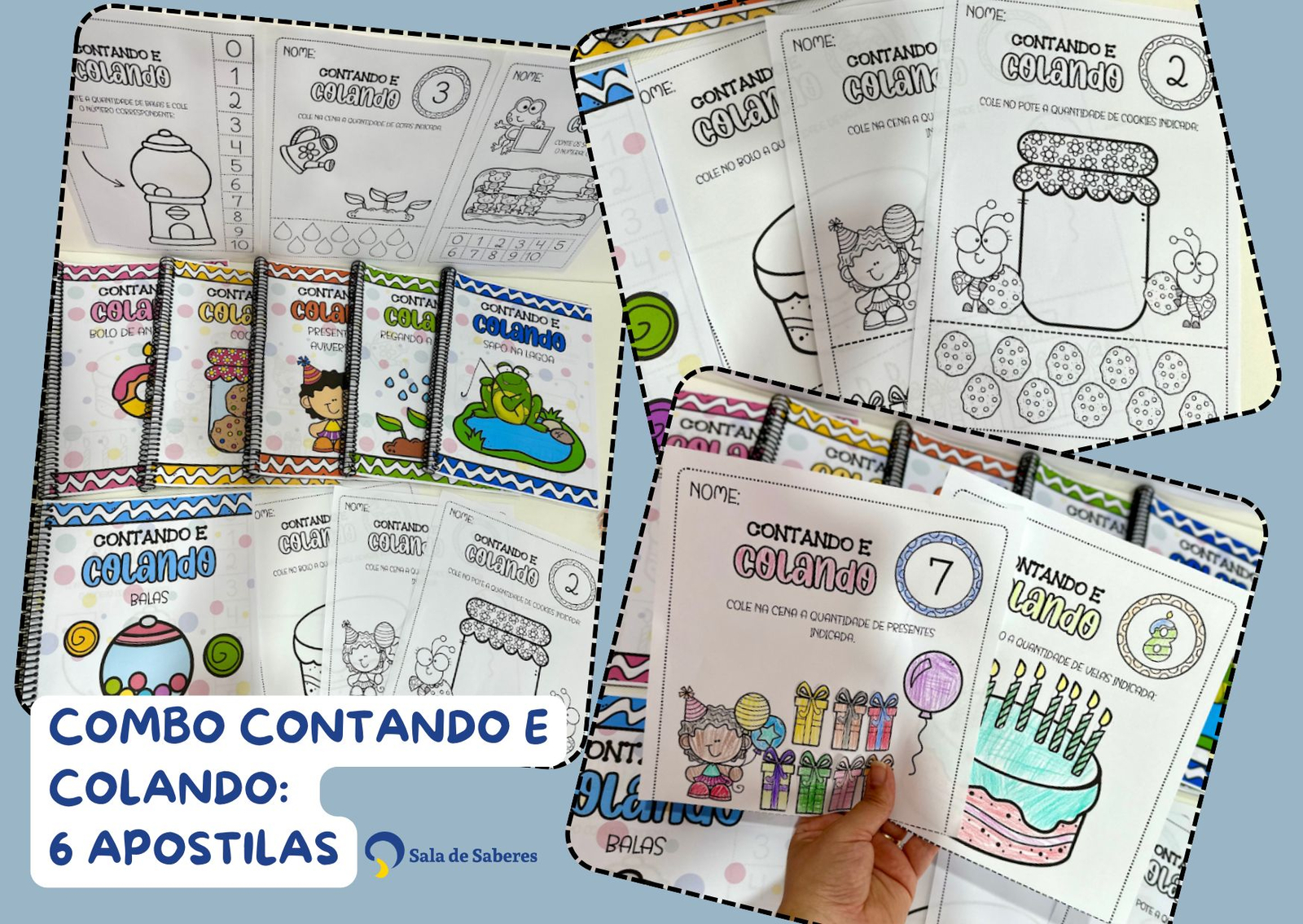 Preview de Kit 6 Apostilas Contando e Colando – Numerais de 0 a 10