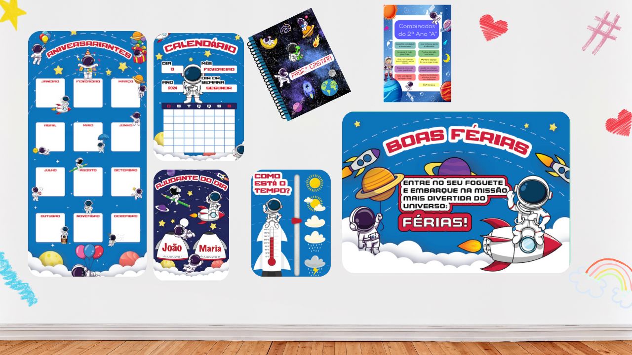 Preview de Combo de Decoração Astronautas para Sala de Aula