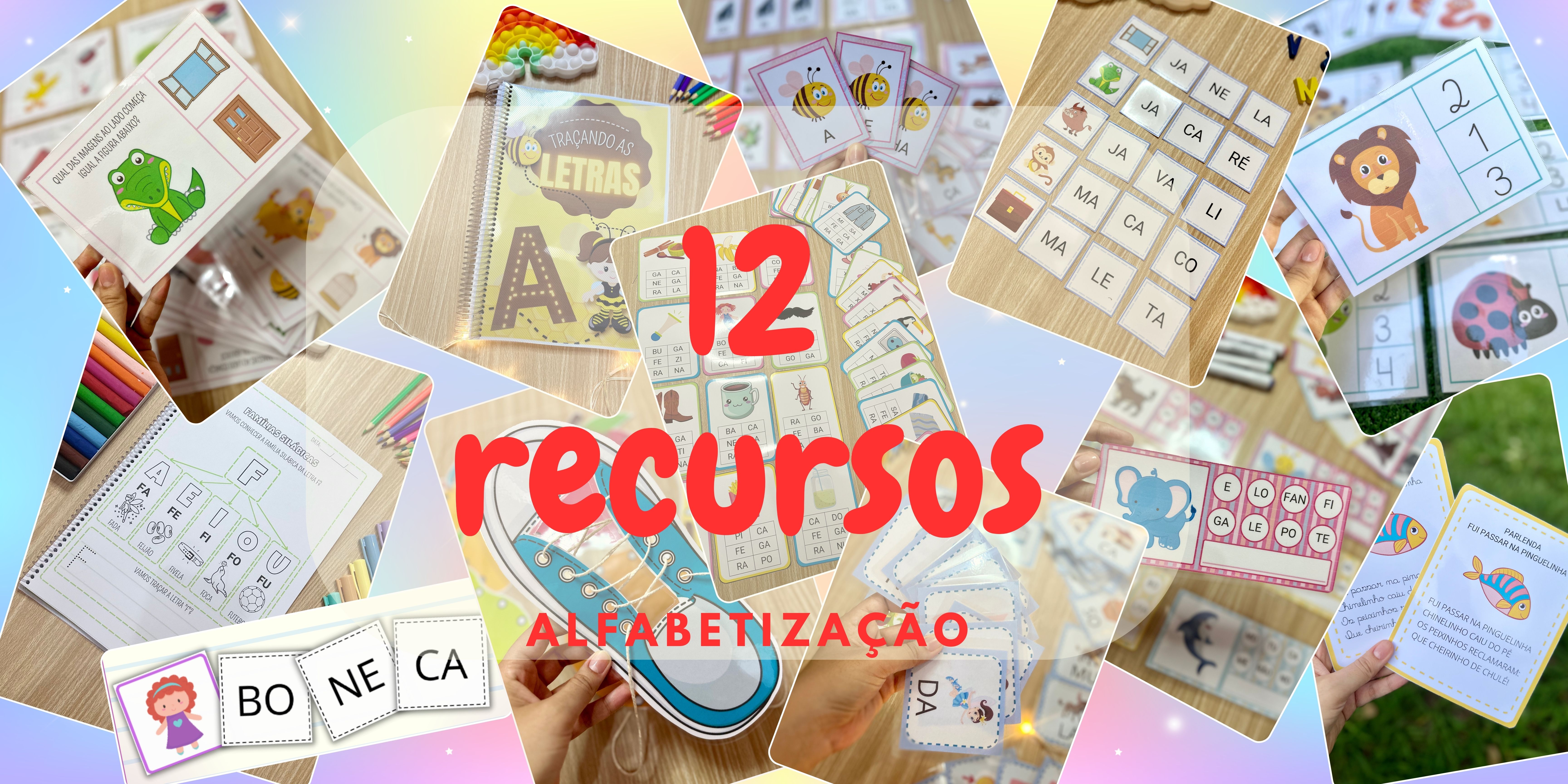 Imagem de Combo Educativo com 12 Materiais para Alfabetização