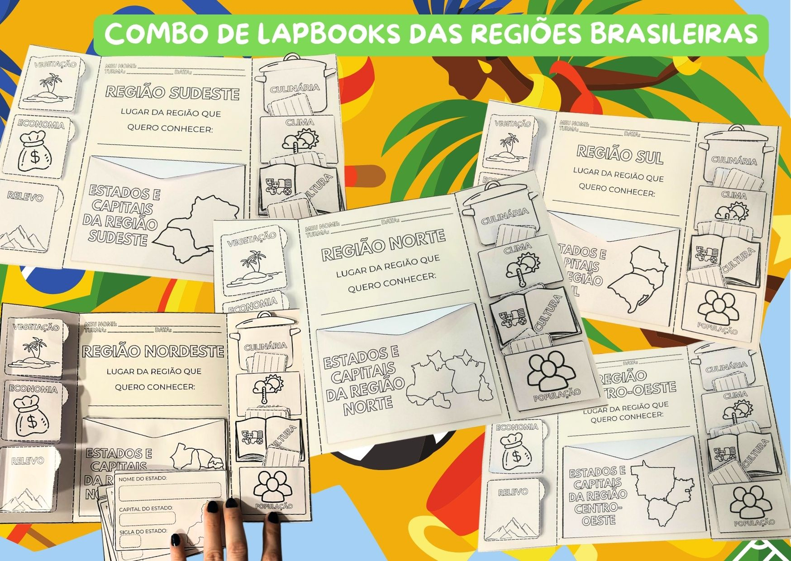 Imagem de Lapbooks das 5 Regiões do Brasil + 2 bônus