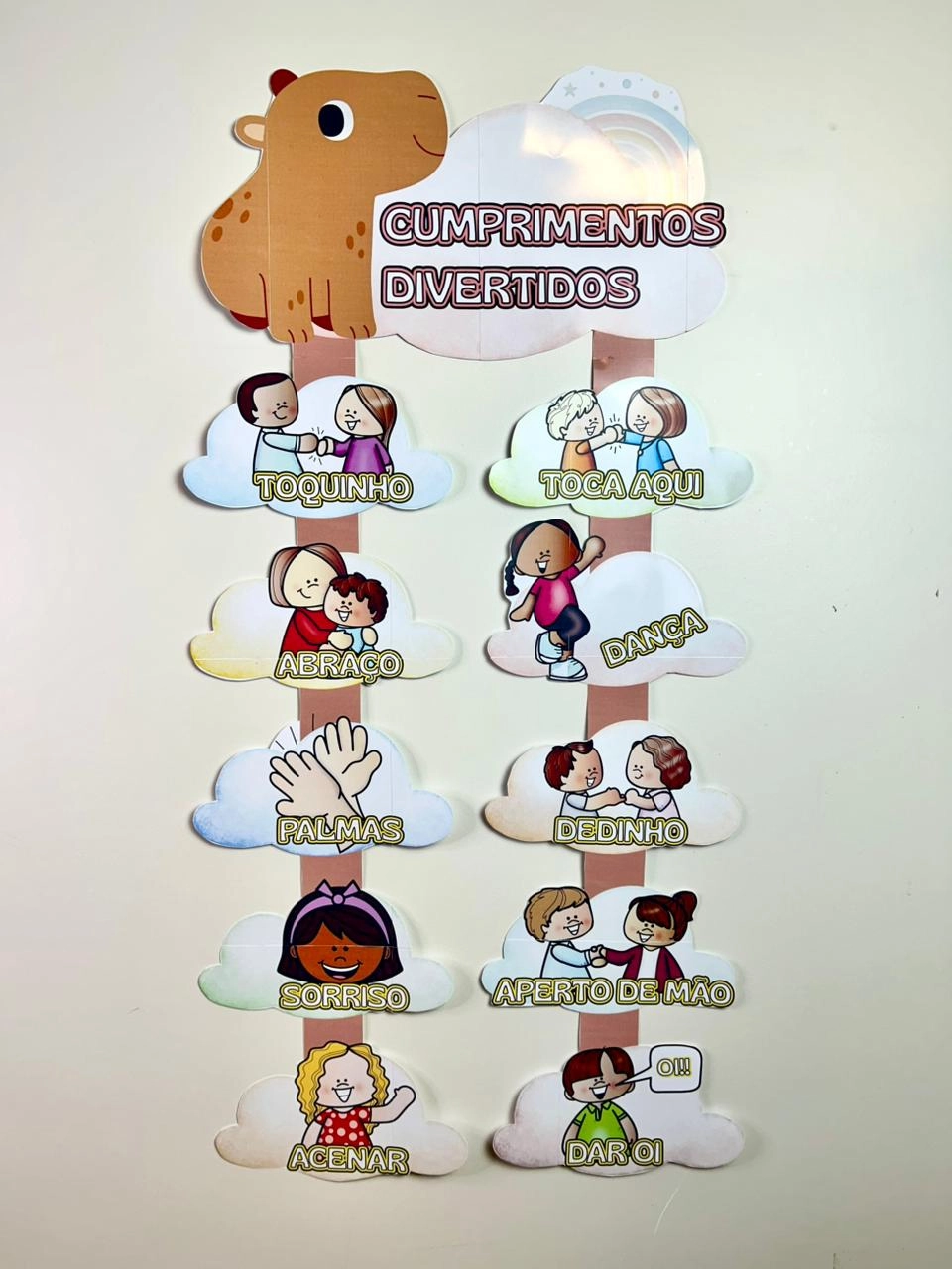 Preview de Painel Cumprimentos Divertidos Capivara para Acolhimento