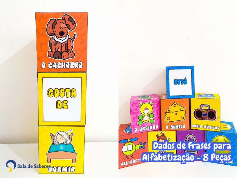 Imagem de Dados de Frases para Alfabetização - 8 Peças