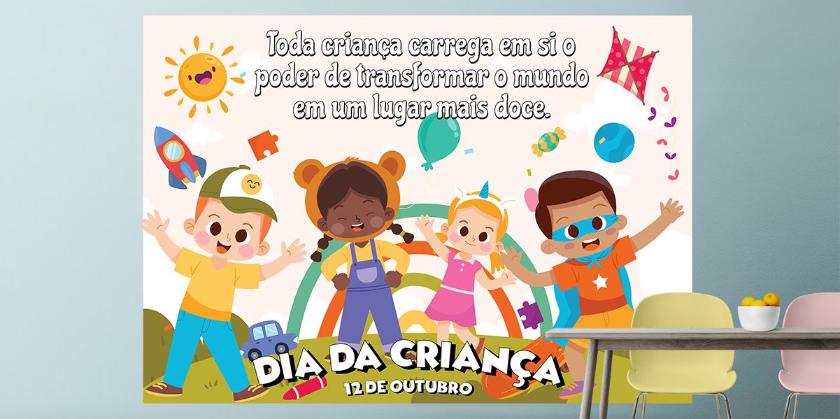 Preview de Painel Dia das Crianças Colorido e Atividades Educativas