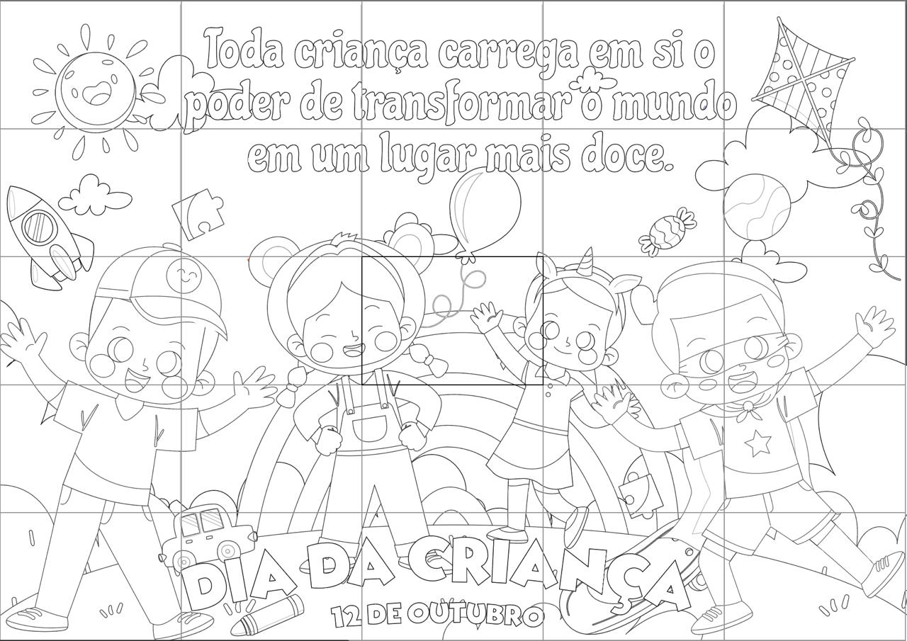 Imagem de Painel Dia das Crianças Para Colorir e Atividades Educativas