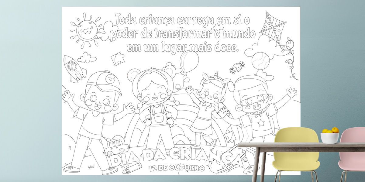 Preview de Painel Dia das Crianças Para Colorir e Atividades Educativas