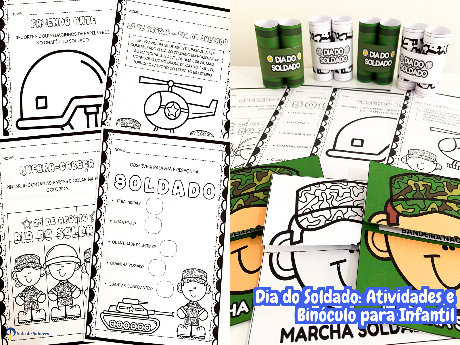 Preview de Dia do Soldado: Atividades e Binóculo para Infantil