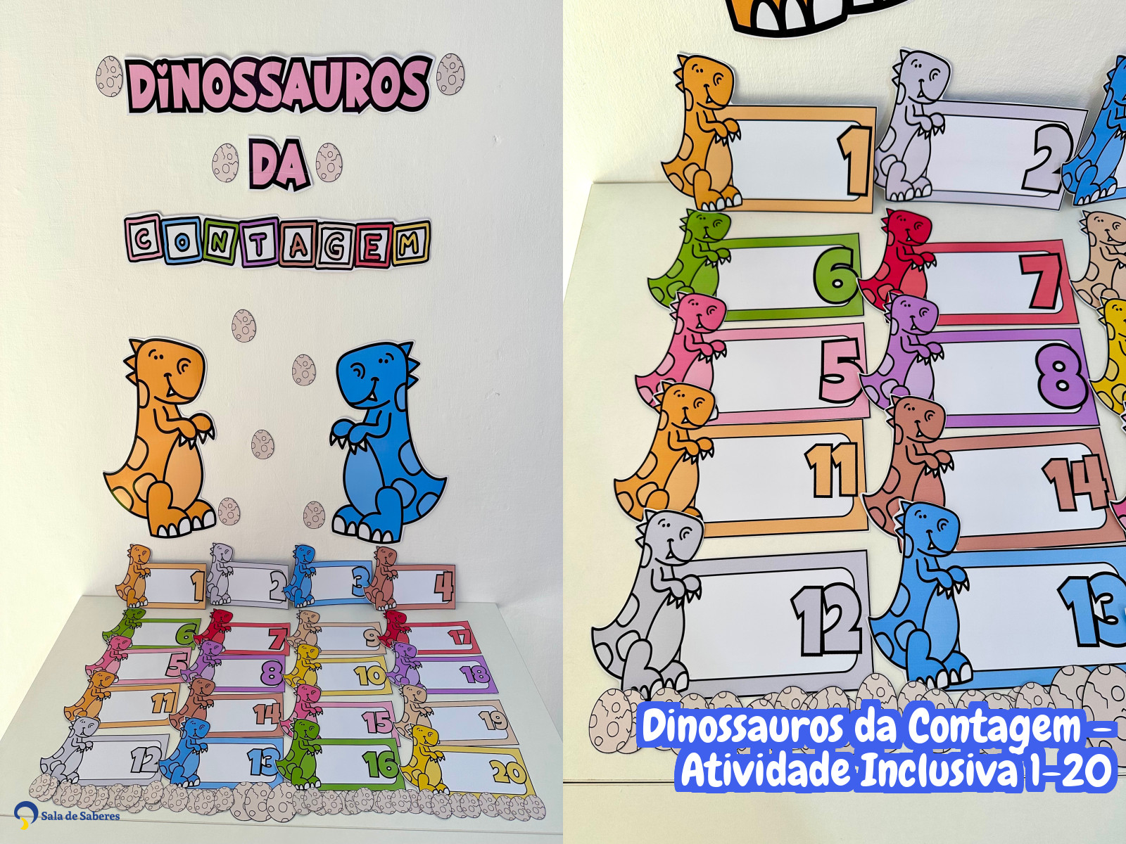 Preview de Dinossauros da Contagem - Atividade Inclusiva 1-20
