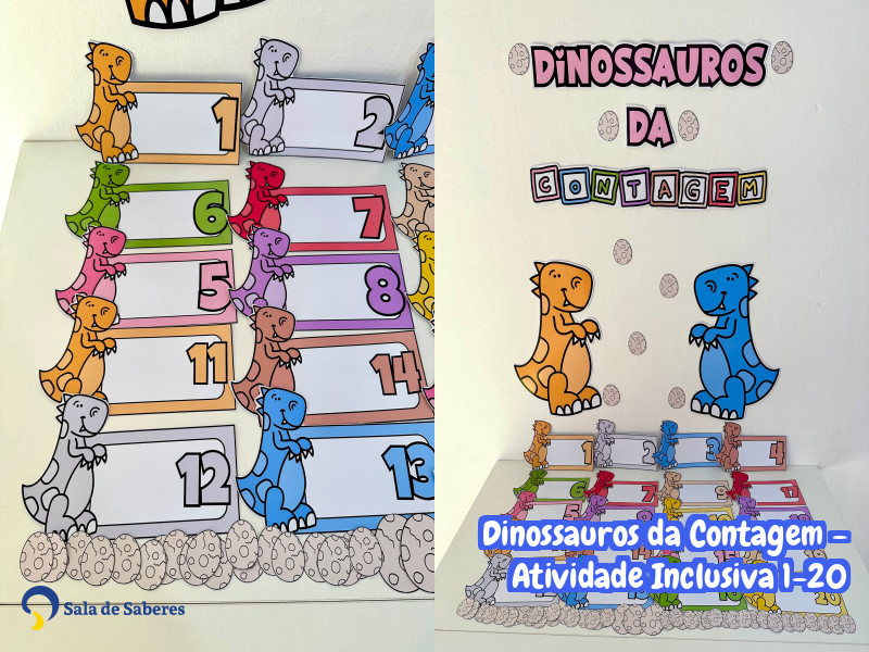 Imagem de Dinossauros da Contagem - Atividade Inclusiva 1-20