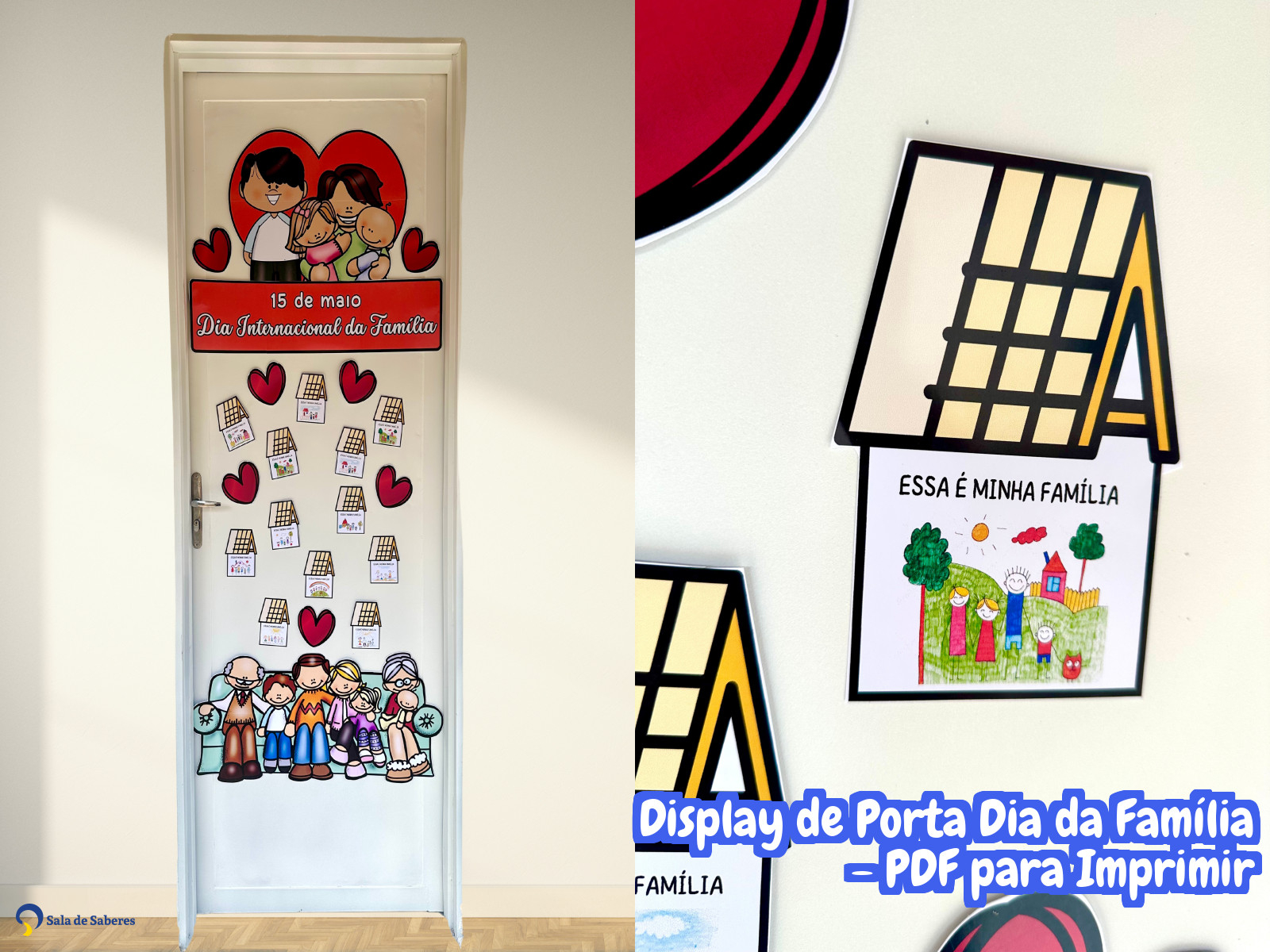 Preview de Display de Porta Dia da Família - PDF para Imprimir