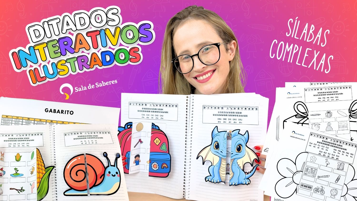 Preview de 19 Ditados Interativos Ilustrados - Sílabas Complexas