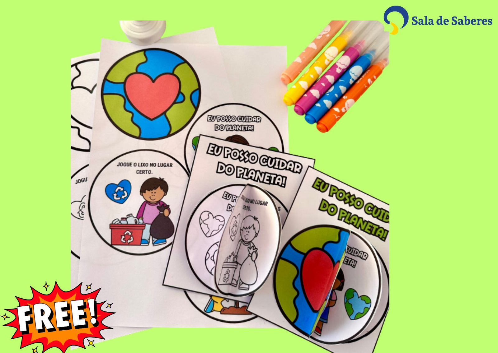 Imagem de Livro para Colorir e Montar que Ensina a Cuidar da Terra