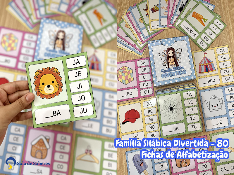 Imagem de Família Silábica Divertida - 80 Fichas de Alfabetização