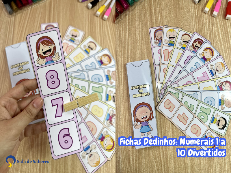 Imagem de Fichas Dedinhos: Numerais 1 a 10 Divertidos