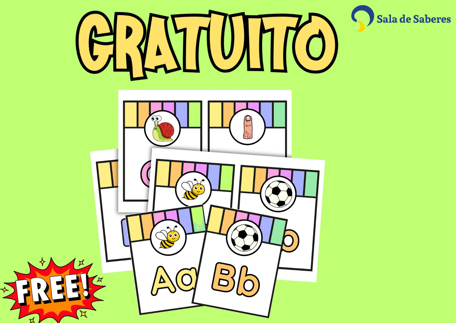 Preview de Fichas Coloridas do Alfabeto para Apoiar a Alfabetização