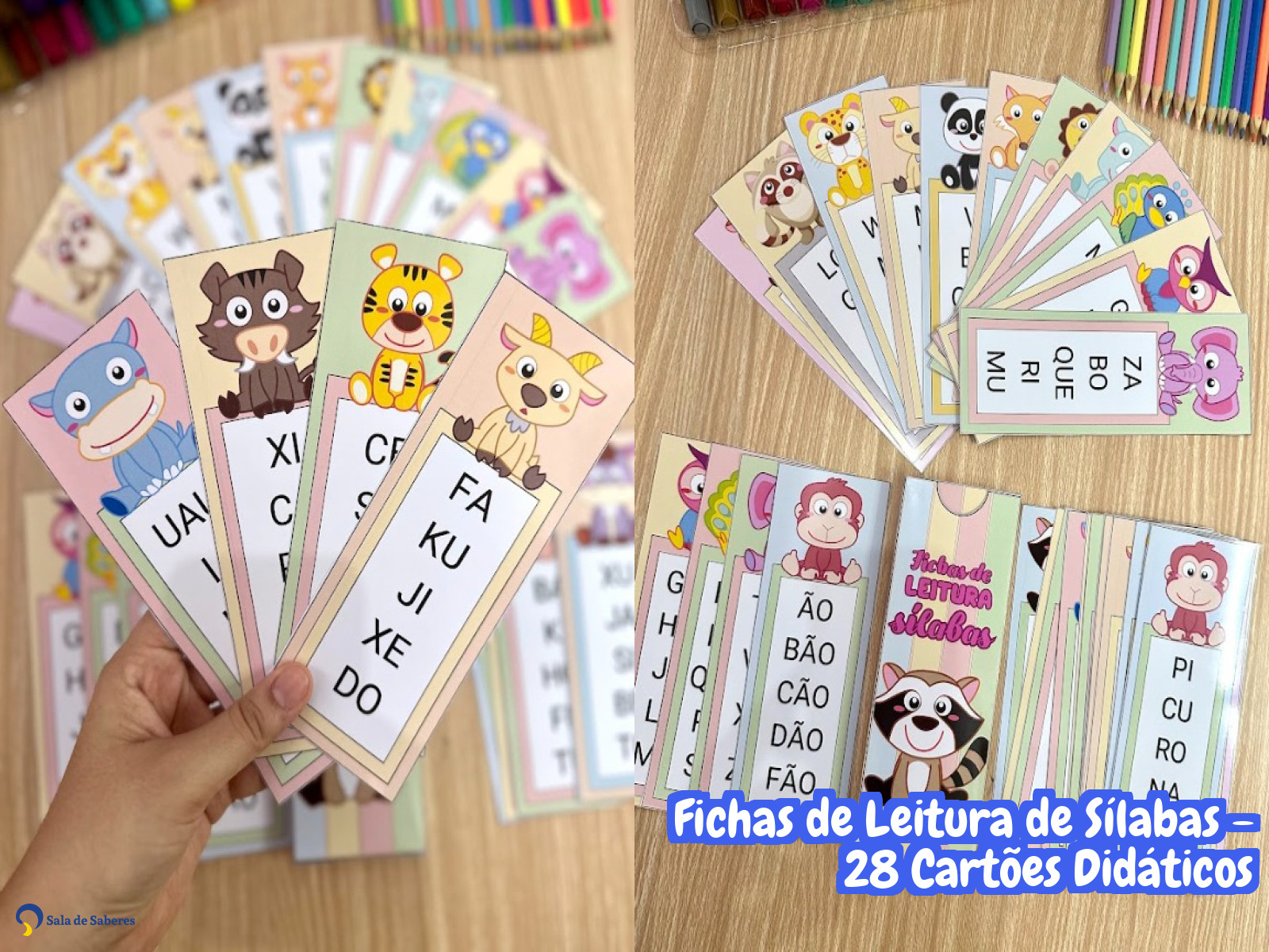 Preview de Fichas de Leitura de Sílabas - 28 Cartões Didáticos