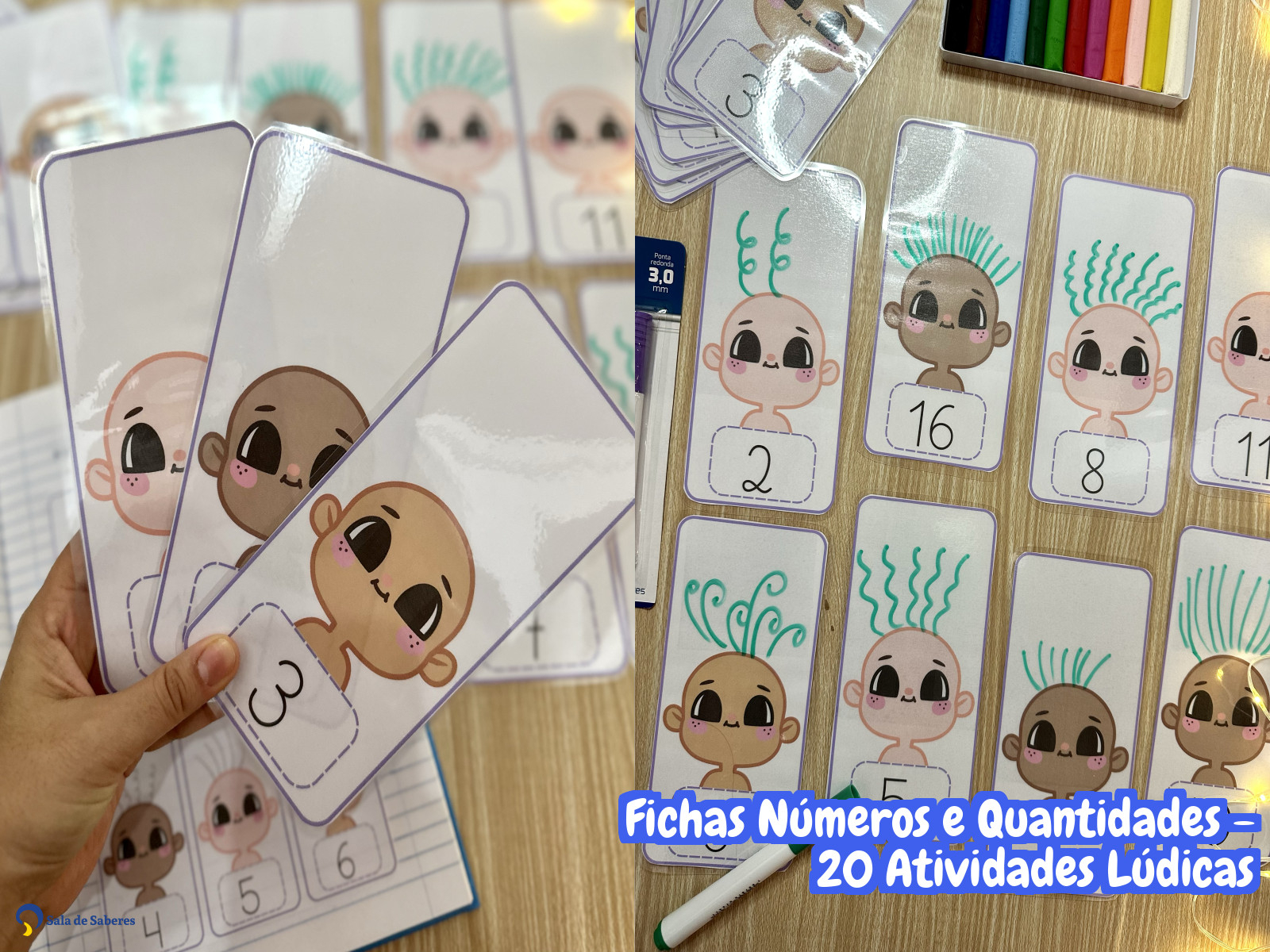 Preview de Fichas Números e Quantidades - 20 Atividades Lúdicas