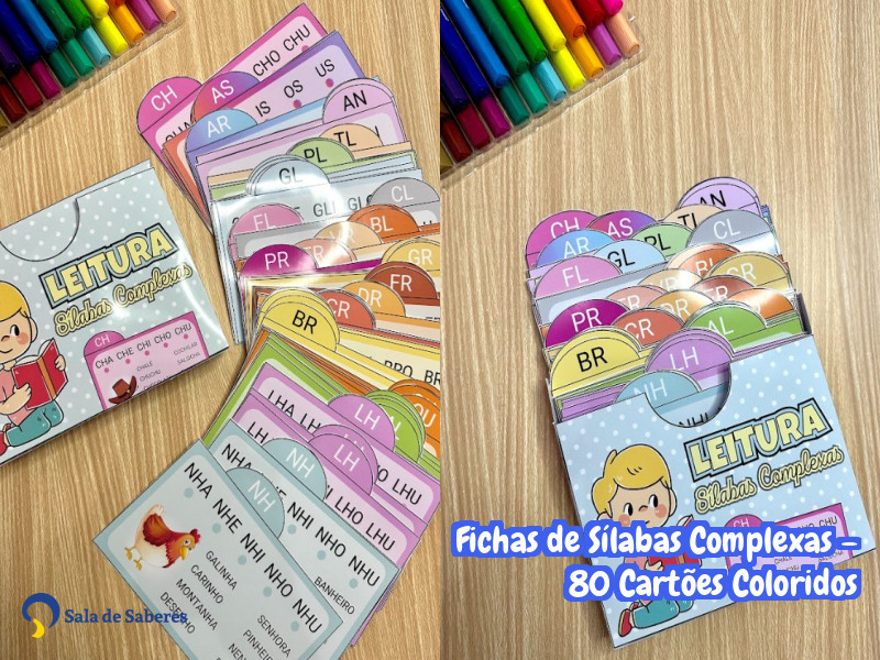 Imagem de Fichas de Sílabas Complexas – 80 Cartões Coloridos