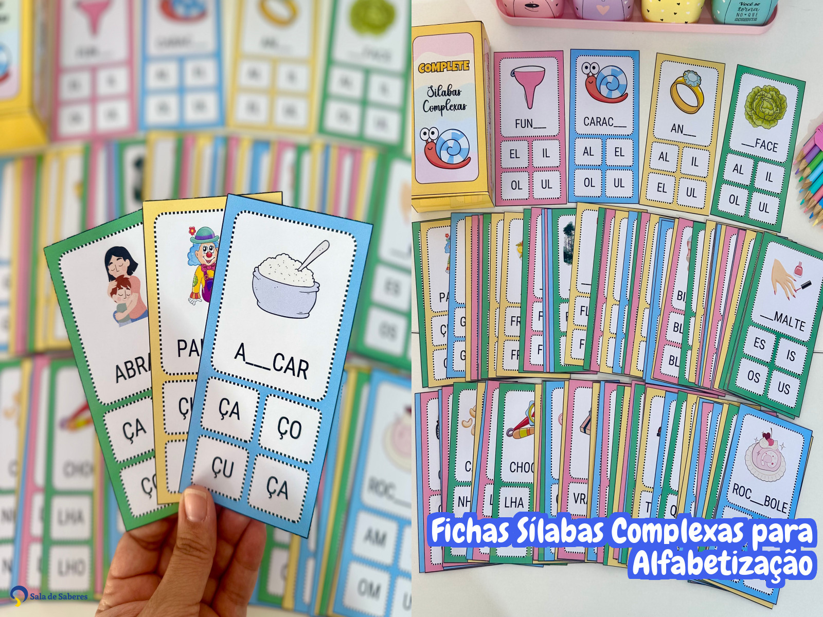 Preview de Fichas Sílabas Complexas para Alfabetização