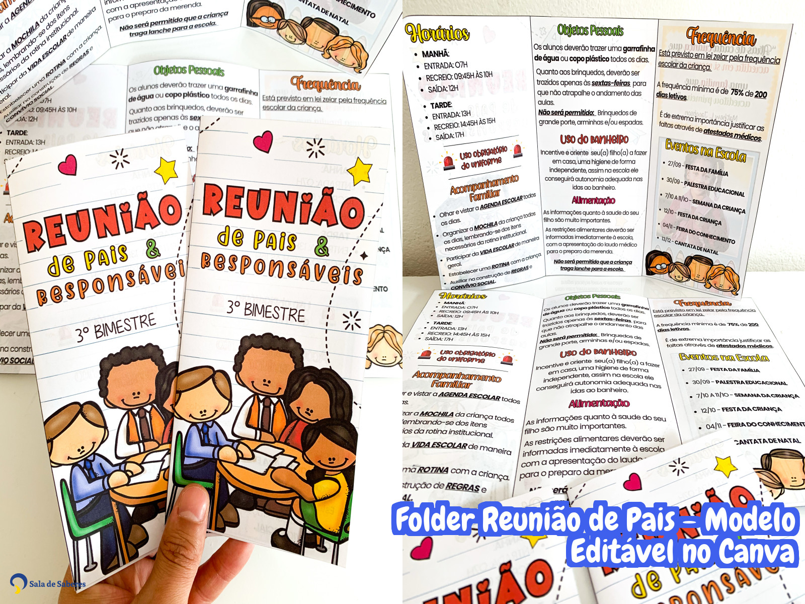 Preview de Folder Reunião de Pais - Modelo Editável no Canva