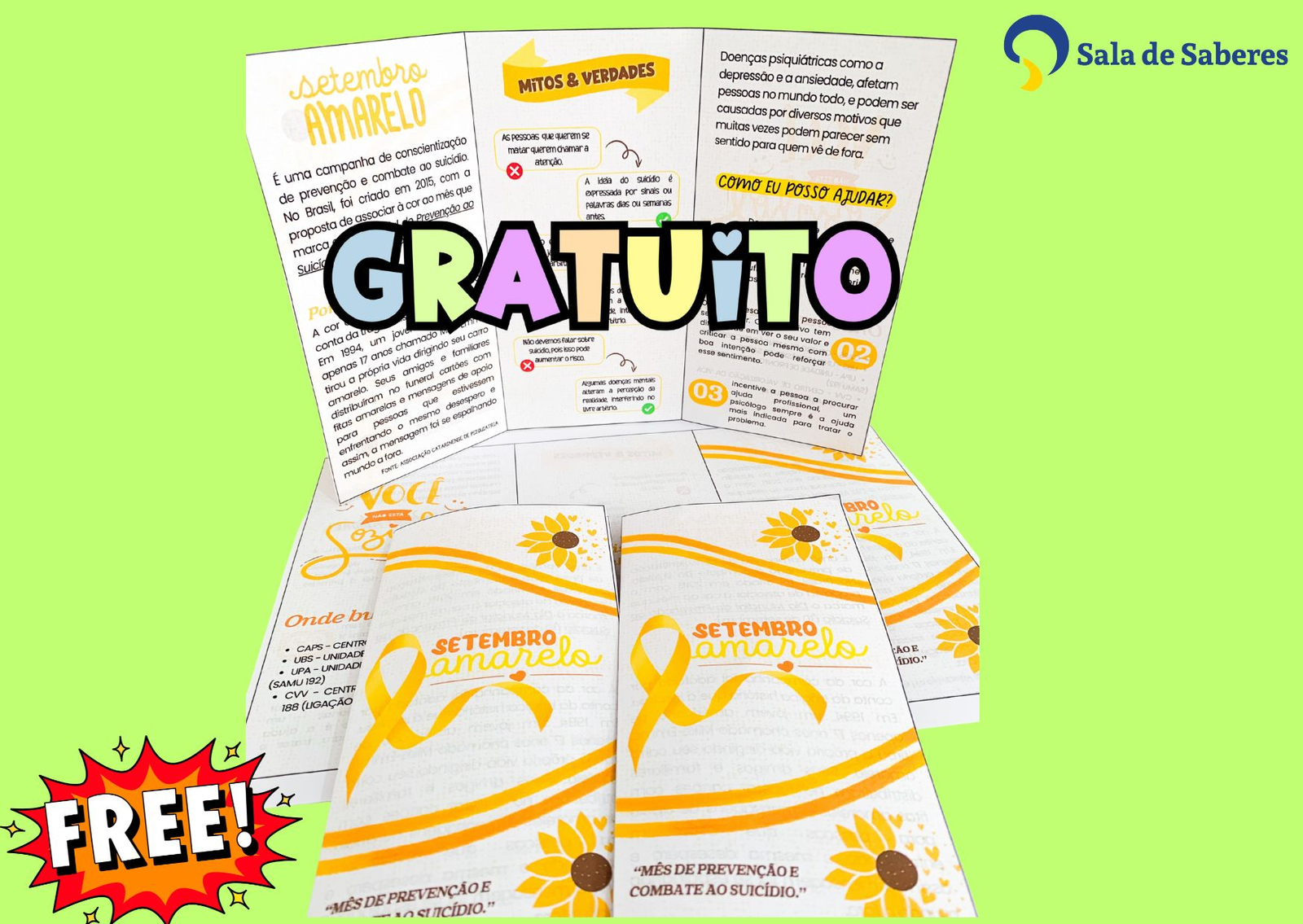 Preview de Folder sobre o Setembro Amarelo e a Prevenção ao Suicídio