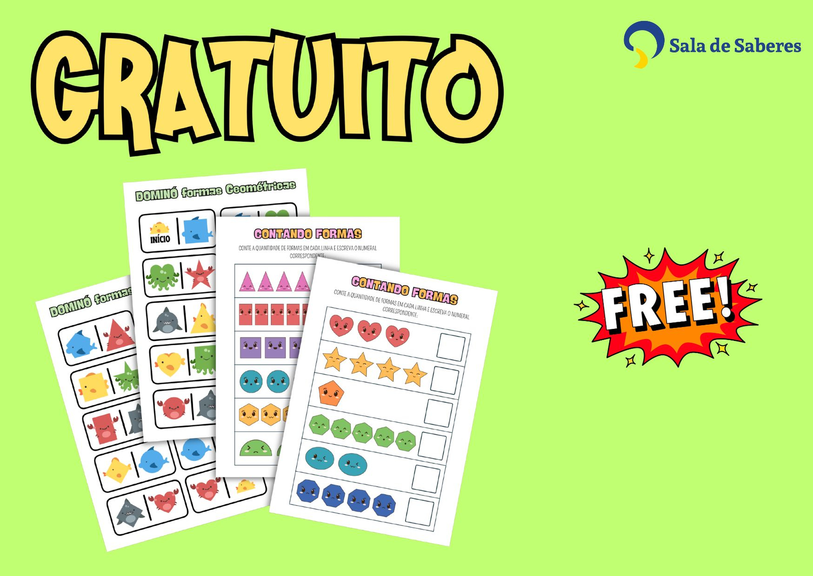 Preview de Dominó de Formas Geométricas e Atividade de Contagem